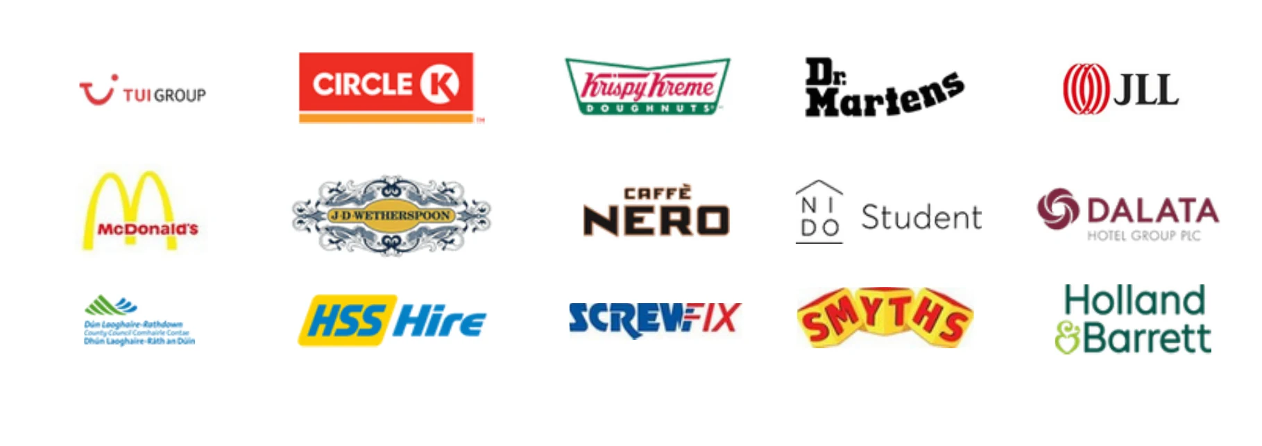 Selected commercial clients across retail, hospitality, property and public sector work