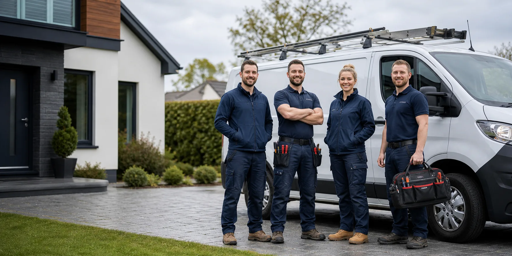 EPM maintenance team beside a service vehicle